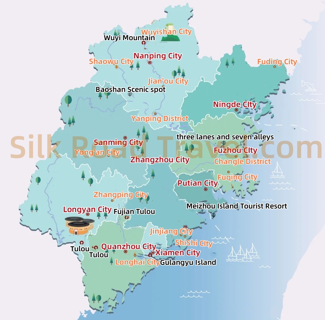 Fujian Maps, Tourist Maps of Fujian-Silk Road Travel