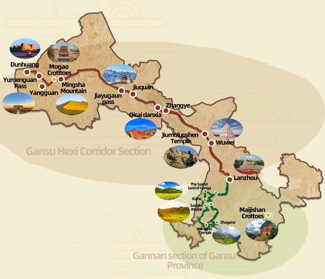The Gansu tourist map