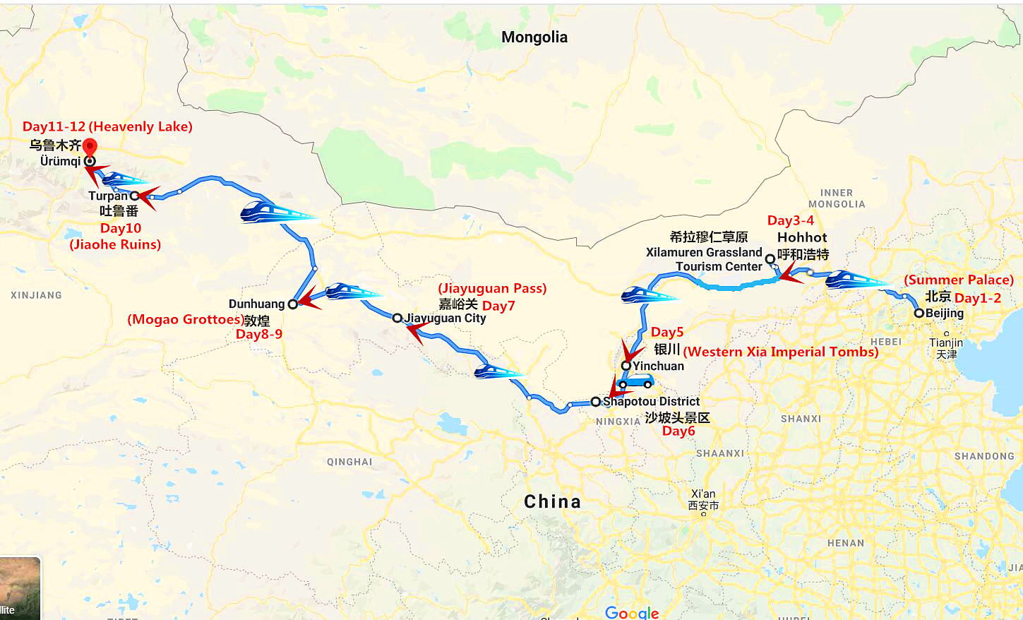 10 / 12 Days Silk Road Train Tour by China Orient Express